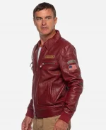 Steve McQueen Virgil Dark Red Leather Jacket