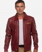 Steve McQueen Virgil Dark Red Moto Biker Leather Jacket