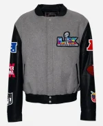 Super Bowl 2026 Grey Varsity Jacket