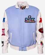 Super Bowl 2026 Light Blue Varsity Jacket