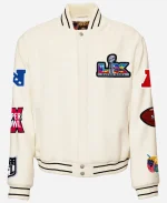 Super Bowl 2026 White Varsity Jacket