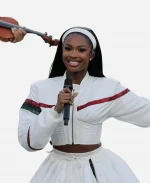 Super Bowl LX Coco Jones White Cropped Jacket