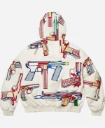 Supreme SS26 Guns Hooded Leather Jacket In White