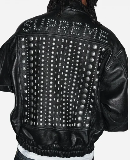 Supreme SS26 Studded Black Leather Jacket