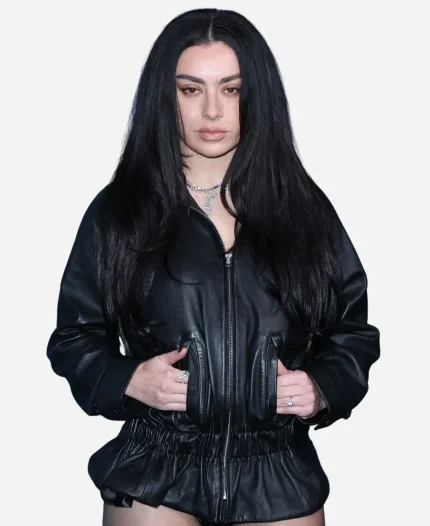 The Moment 2026 Premiere Charli XCX Black Leather Jacket