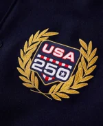 USA 250th Anniversary Iconic Navy Full-Snap Wool Varsity Jacket