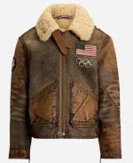 Usher Olympics 2026 Opening Ceremony Team USA Brown B3 Shearling Leather Jacket