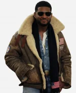 Usher Olympics 2026 Shearling Leather Jacket In Brown