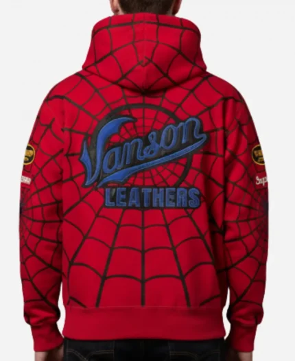 Vanson Leathers x Supreme Spiderman Zip Up Fleece Hoodie