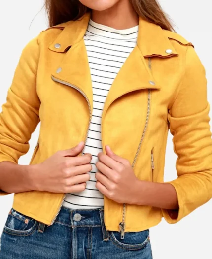 Victoria Sands Animal Control S04 Yellow Leather Jacket