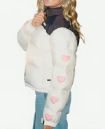 Women's Dandy Worldwide Heart on My Sleeve Cream Puffer Jacket