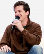 2026 American Singer Charlie Puth Half Zip Up  Jacket - Brown
