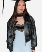 2026 New York City Maddie Ziegler Black Distressed Leather Jacket