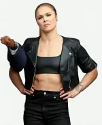 2026 Ronda Rousey Cropped Leather Jacket