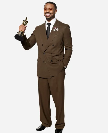 2026 Vanity Fair Oscar Party Michael B Jordan Brown Double-Breasted Suit