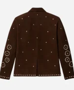 Alison Sweeney Studded Suede Leather Blazer