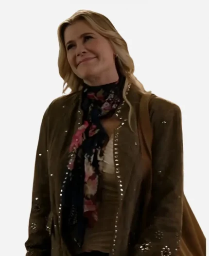 Alison Sweeney To Barcelona Forever Studded Suede Leather Blazer