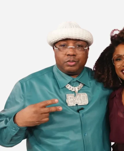 American Rapper E-40 The Jennifer Hudson Show S04 Teal Leather Jacket