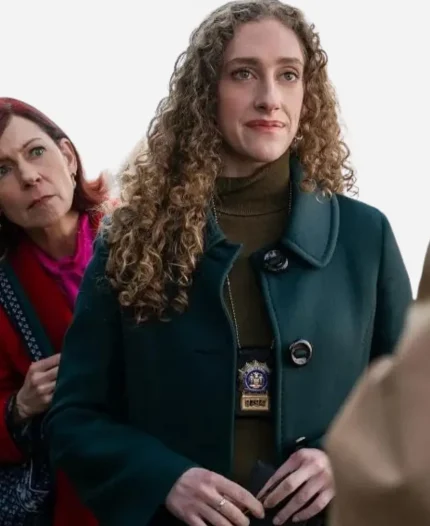 Artificial Genius Elsbeth Micaela Diamond Green Trench Wool Coat