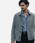 Avan Jogia  56 Days Tv Series Oliver Kennedy Grey Suede Leather Jacket