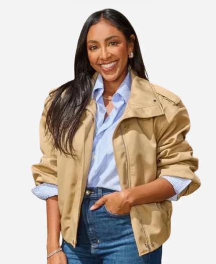 Bachelor Mansion Takeover Tayshia Adams Beige Jacket