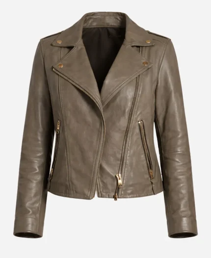 Bárbara Cruz García Tv Series My Rival Ela Velden Brown Leather Biker Jacket