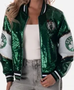 Boston Celtics The Wild Collective Sequin Bomber Jacket