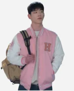 Boyfriend on Demand Jisoo Pink & White Varsity Jacket