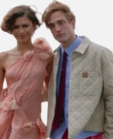Charlie The Drama 2026 Robert Pattinson White Quilted Jacket