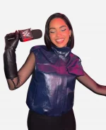 Chicago 2026 Andrea Bazarte Blue Leather Vest