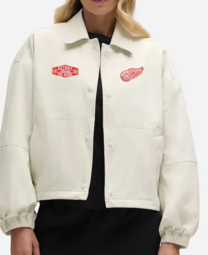 Detroit Red Wings Coaches Heathered Bone Jacket