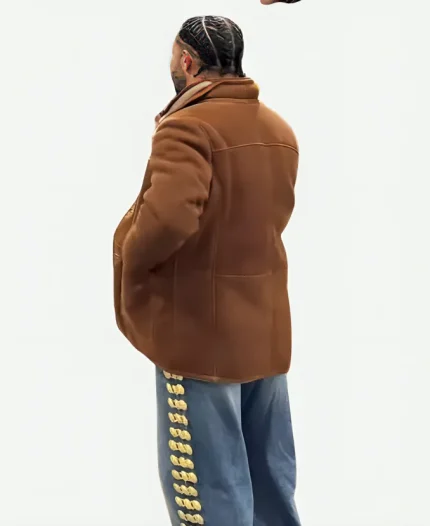 Drake 2026 Brown Shearling Suede Leather Jacket