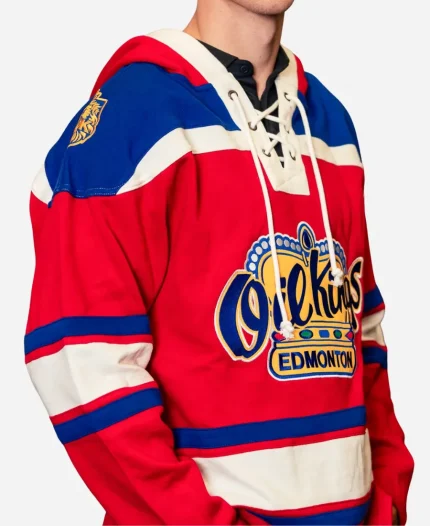 Edmonton Oil Kings '47 Superior Lacer Red & Blue Hoodie - For Sale