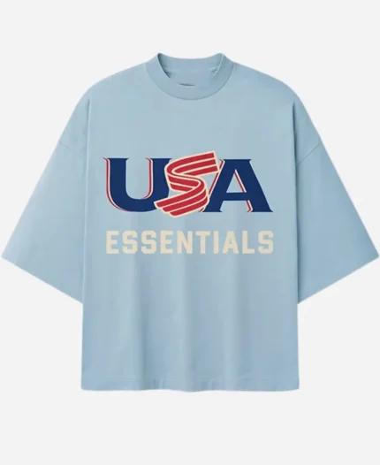 Essentials USA Baseball T-Shirt in Light Blue