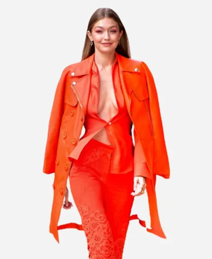 Gigi Hadid NYC Orange Coat