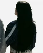 Gigi Zumbado DMV S01 TV Series 2026 Ceci Blue Pinstriped Cropped Jacket