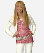 Hannah Montana Miley Cyrus White Leather Jacket