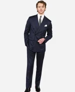 Harry Lawtey BAFTA 2026 Awards Navy Blue Double Breasted  Suit