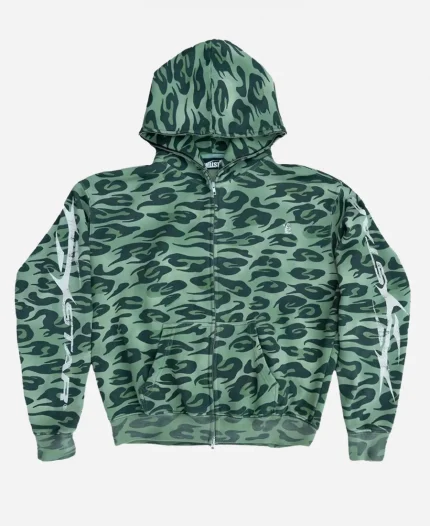Hellstar Camo Zip-Up Hoodie