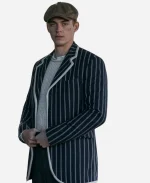 Hero Fiennes Tiffin Young Sherlock Striped Blue Blazer