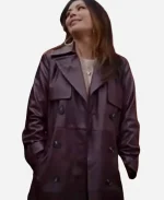 Janel Parrish Family History Mysteries Buried Past Maroon Leather Coat