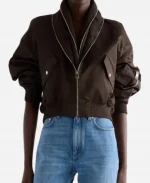 Jennifer Hudson The Voice Season 29 Brown Satin Bomber Jacket
