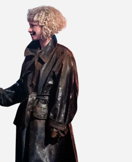 Jessie Buckley The Bride! 2026 Ida Black Leather Trench Coat