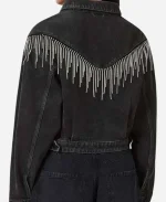 Kaitlin Olson Black Denim Fringe Jacket