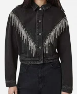 Kaitlin Olson High Potential Tv Series S02 Morgan Gillory Black Denim Fringe Jacket
