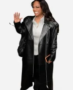 Kandi Burruss New York City 2026 Black Leather Coat