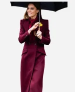 Kate Middleton Burgundy Wool Coat