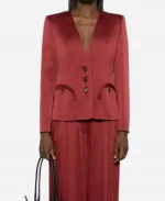 Kerry Washington TV Series Imperfect Women 2026 Eleanor Curved Slip Pockets Red Blazer
