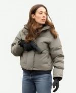 Kim Burgess Tv Series Chicago Med S11 Marina Squerciati Grey Puffer Jacket