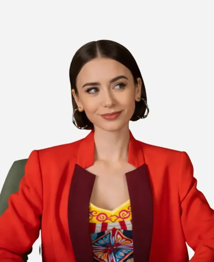 Lily Collins Emily In Paris S05 Red Blazer